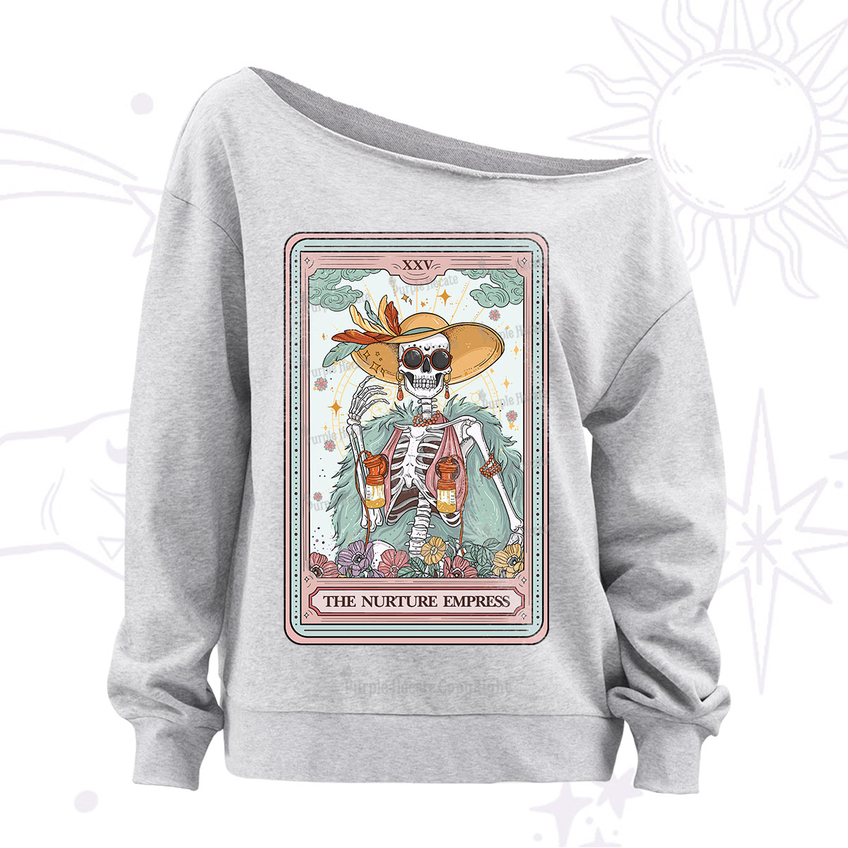 Purplehecate The Nurture Empress Tarot Off The Shoulder Sweatshirt