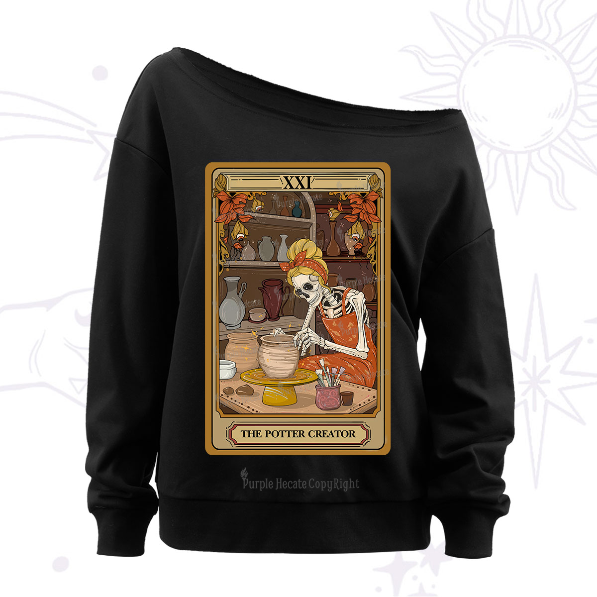 Purplehecate The Potter Tarot Off The Shoulder Sweatshirt