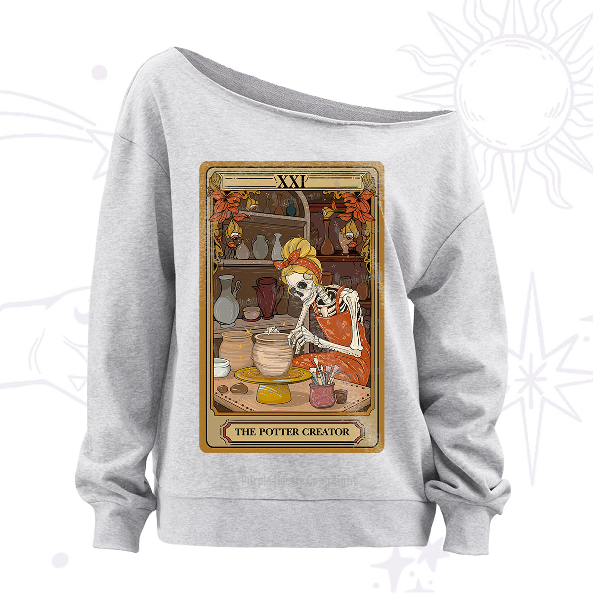 Purplehecate The Potter Tarot Off The Shoulder Sweatshirt