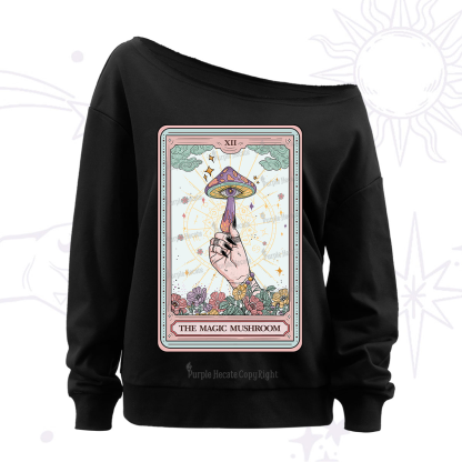 Purplehecate The Magic Mushroom Tarot Off The Shoulder Sweatshirt