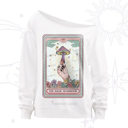 Purplehecate The Magic Mushroom Tarot Off The Shoulder Sweatshirt