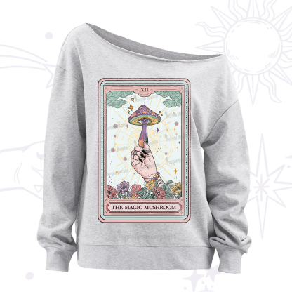Purplehecate The Magic Mushroom Tarot Off The Shoulder Sweatshirt