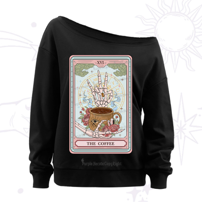 Purplehecate The Coffee Tarot Off The Shoulder Sweatshirt