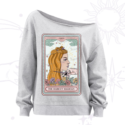 Purplehecate The Haircut Magician Tarot Off The Shoulder Sweatshirt