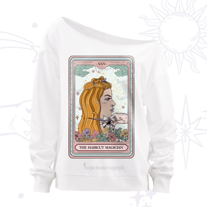 Purplehecate The Haircut Magician Tarot Off The Shoulder Sweatshirt