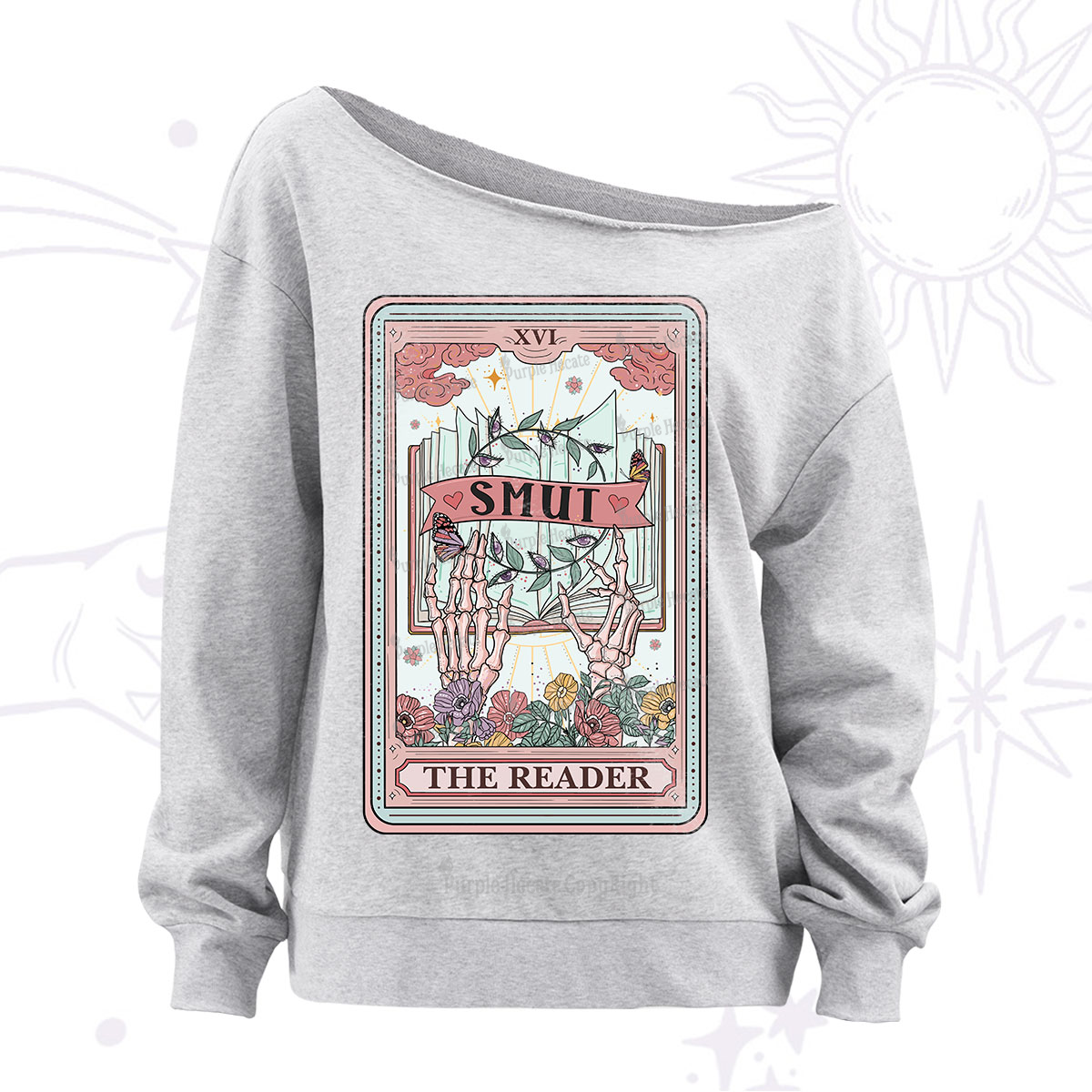 Purplehecate The Smut Reader Tarot Off The Shoulder Sweatshirt