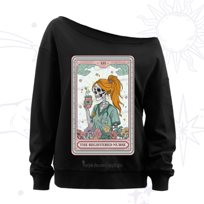 Purplehecate The Registered Nurse Skeleton Tarot Off The Shoulder Sweatshirt