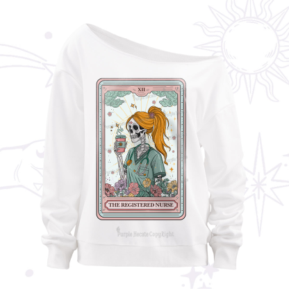 Purplehecate The Registered Nurse Skeleton Tarot Off The Shoulder Sweatshirt