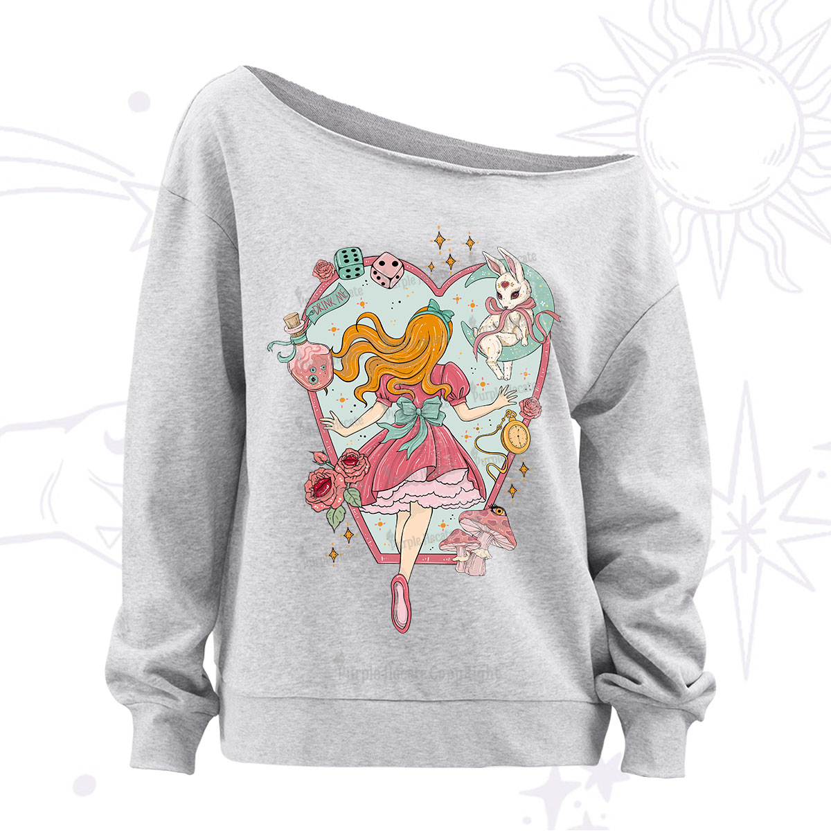Purplehecate Alice's Secret Garden Off The Shoulder Sweatshirt