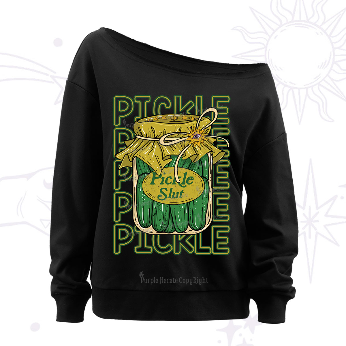 Purplehecate Pickle Slut Off The Shoulder Sweatshirt