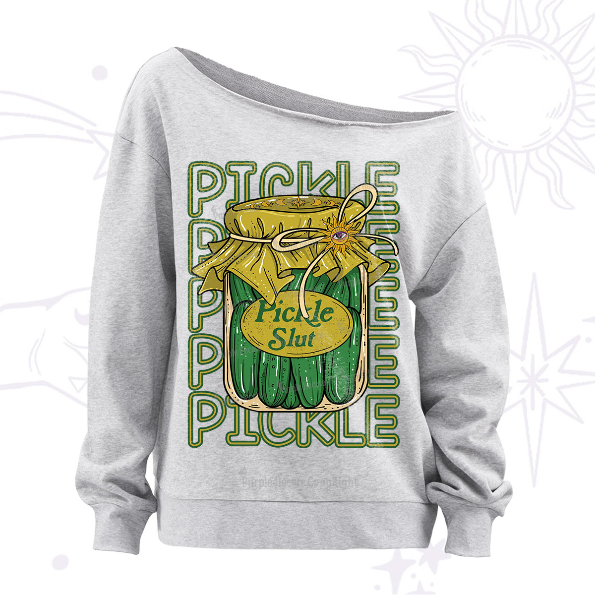 Purplehecate Pickle Slut Off The Shoulder Sweatshirt