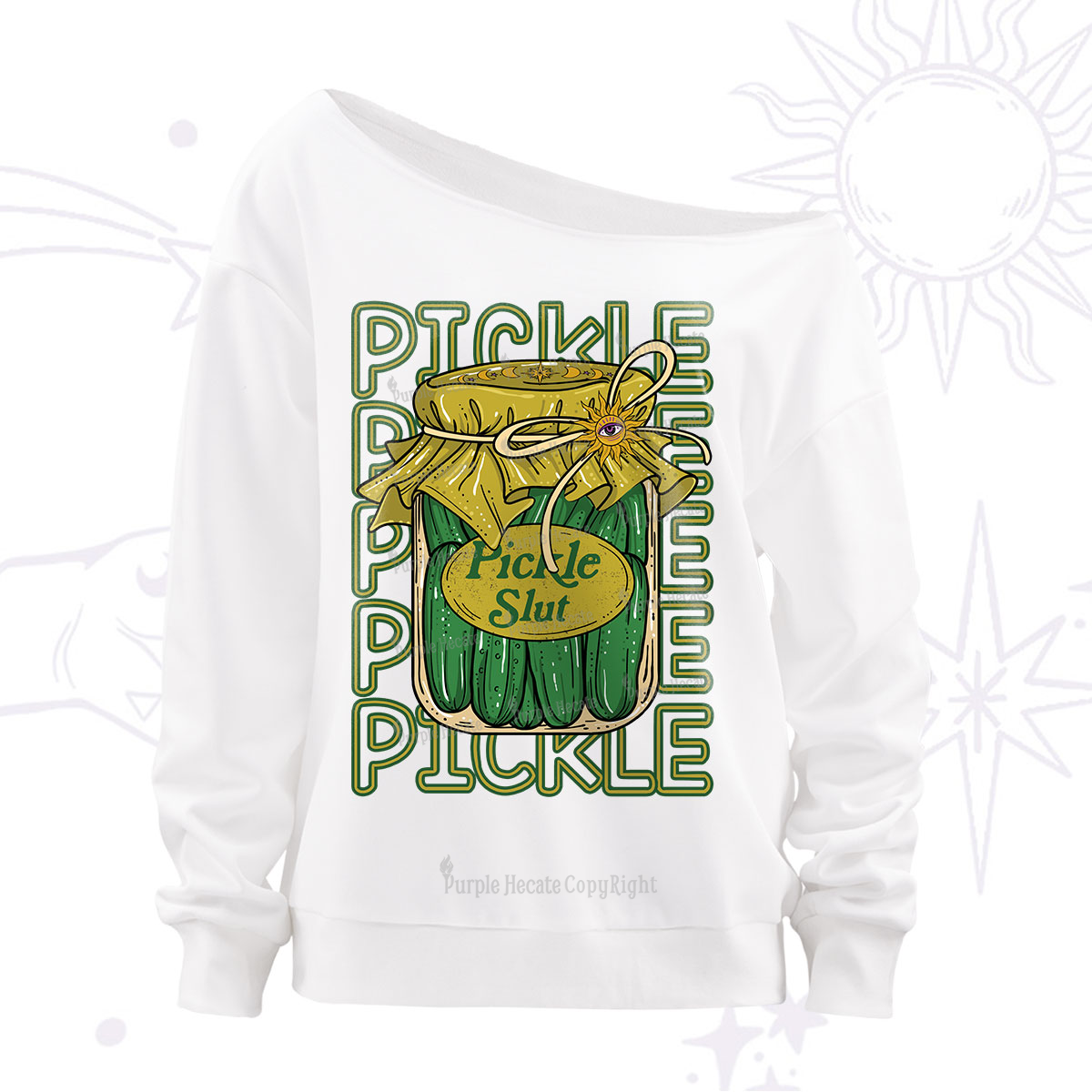 Purplehecate Pickle Slut Off The Shoulder Sweatshirt