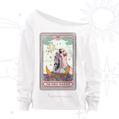 Purplehecate The Spray Magician Tarot Card Off The Shoulder Sweatshirt