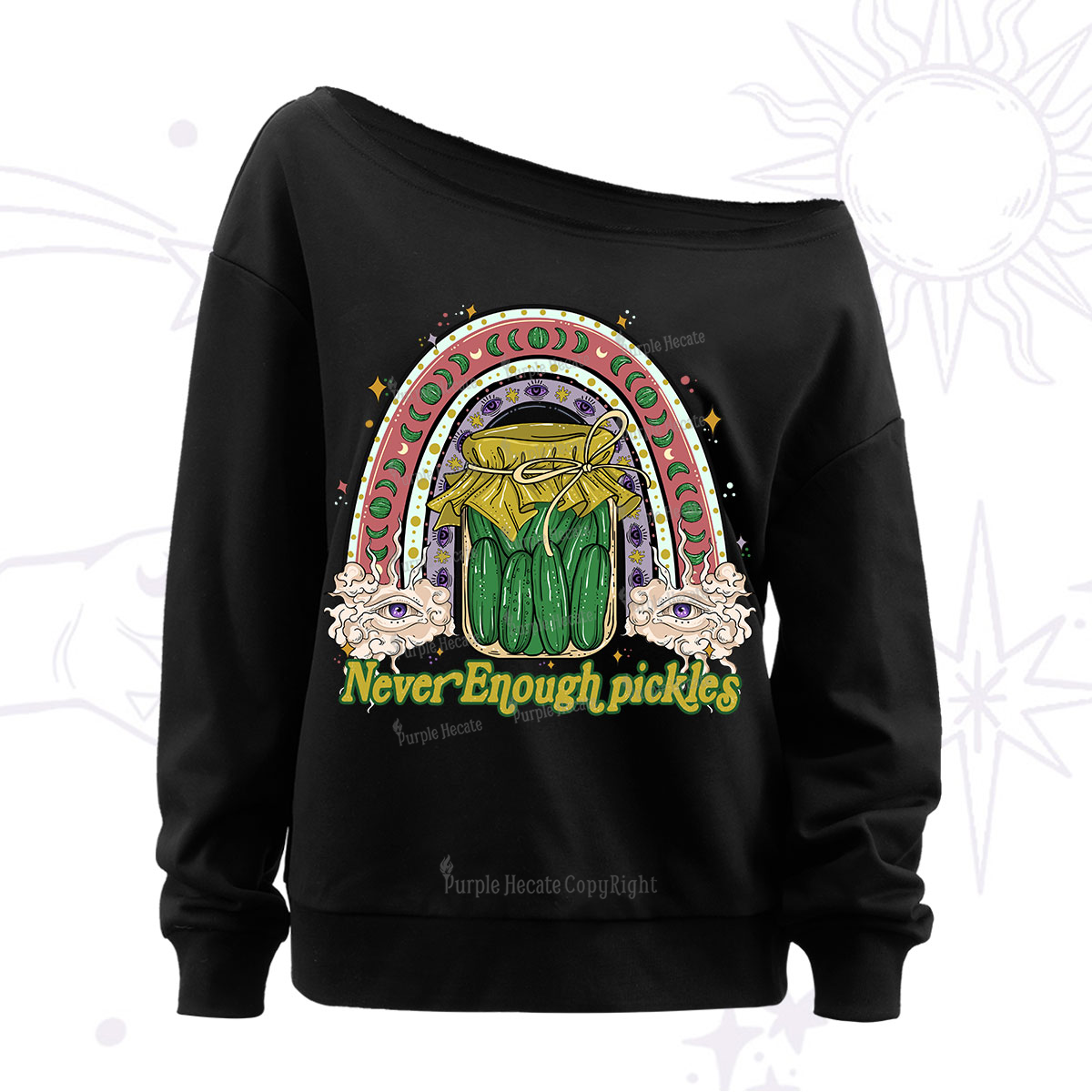 Purplehecate Never Enough Pickles Off The Shoulder Sweatshirt
