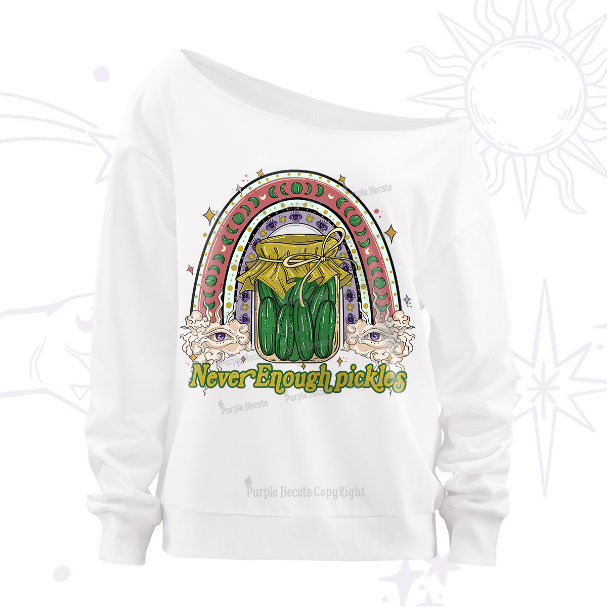 Purplehecate Never Enough Pickles Off The Shoulder Sweatshirt