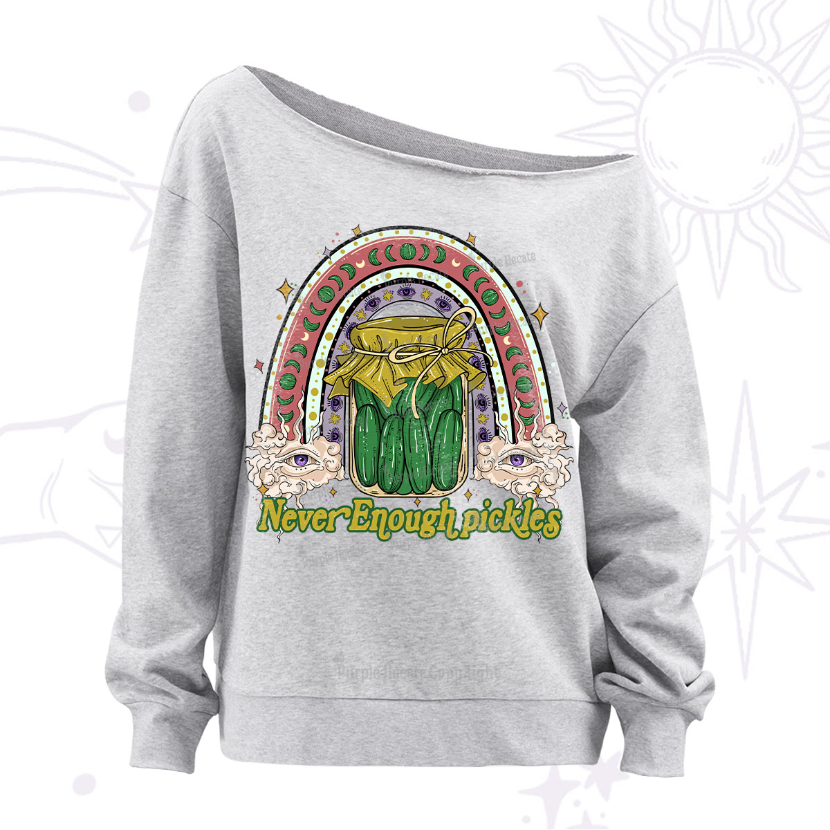 Purplehecate Never Enough Pickles Off The Shoulder Sweatshirt