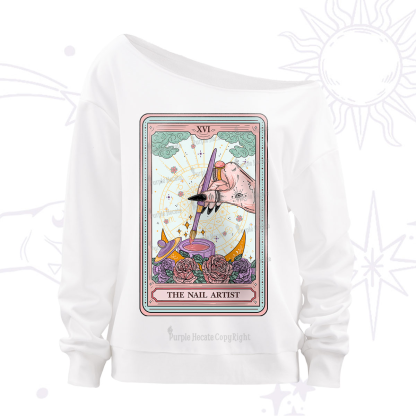 Purplehecate The Nail Artist Tarot Card Off The Shoulder Sweatshirt