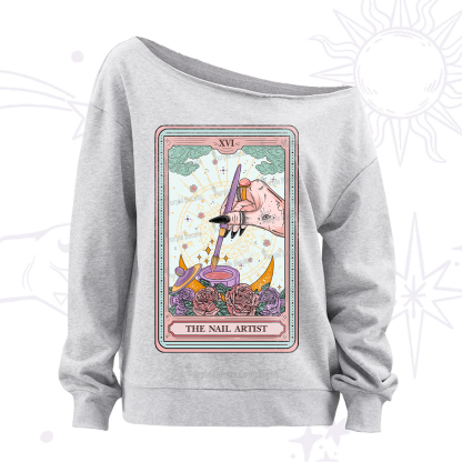 Purplehecate The Nail Artist Tarot Card Off The Shoulder Sweatshirt