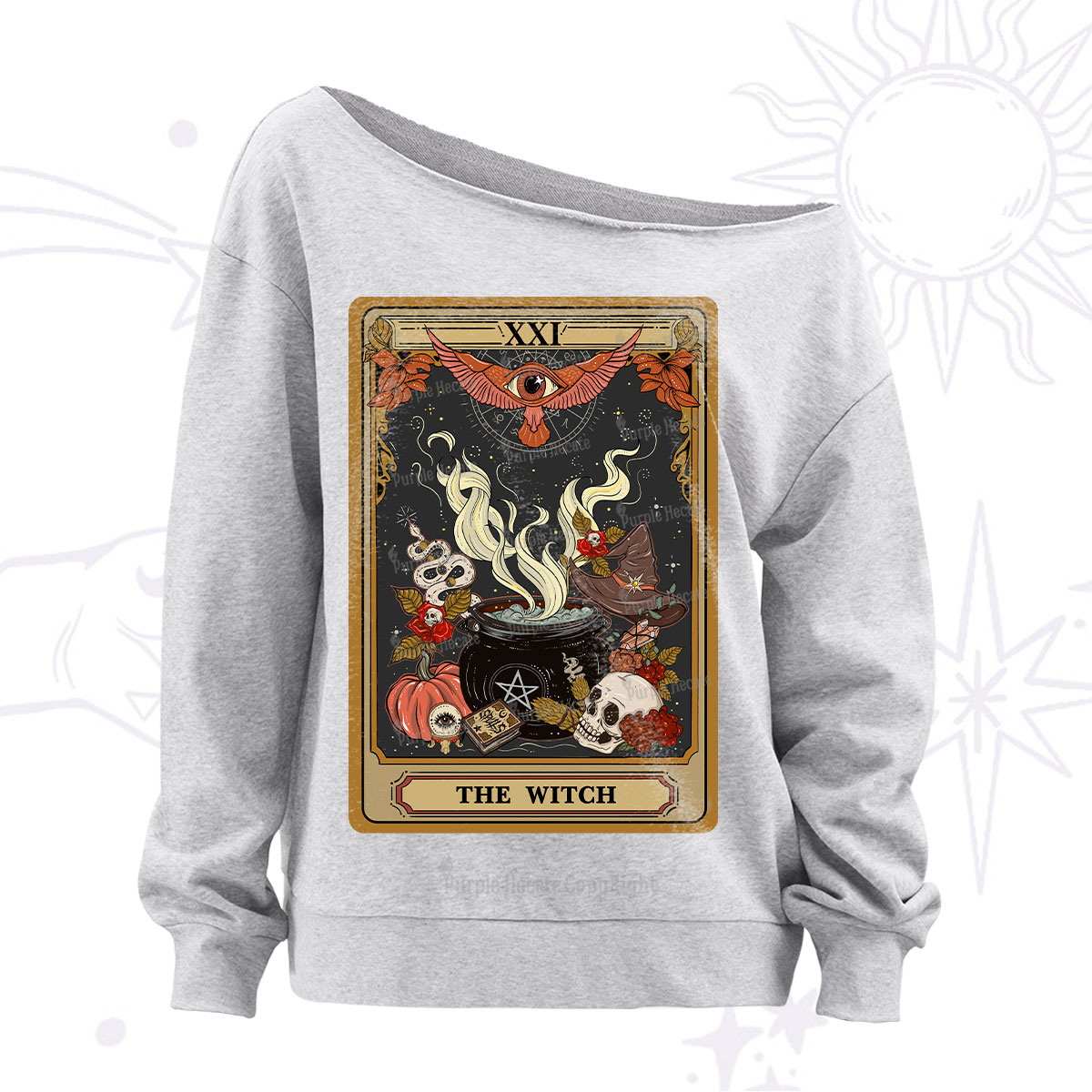 Purplehecate The Witch Magical Tarot Off The Shoulder Sweatshirt