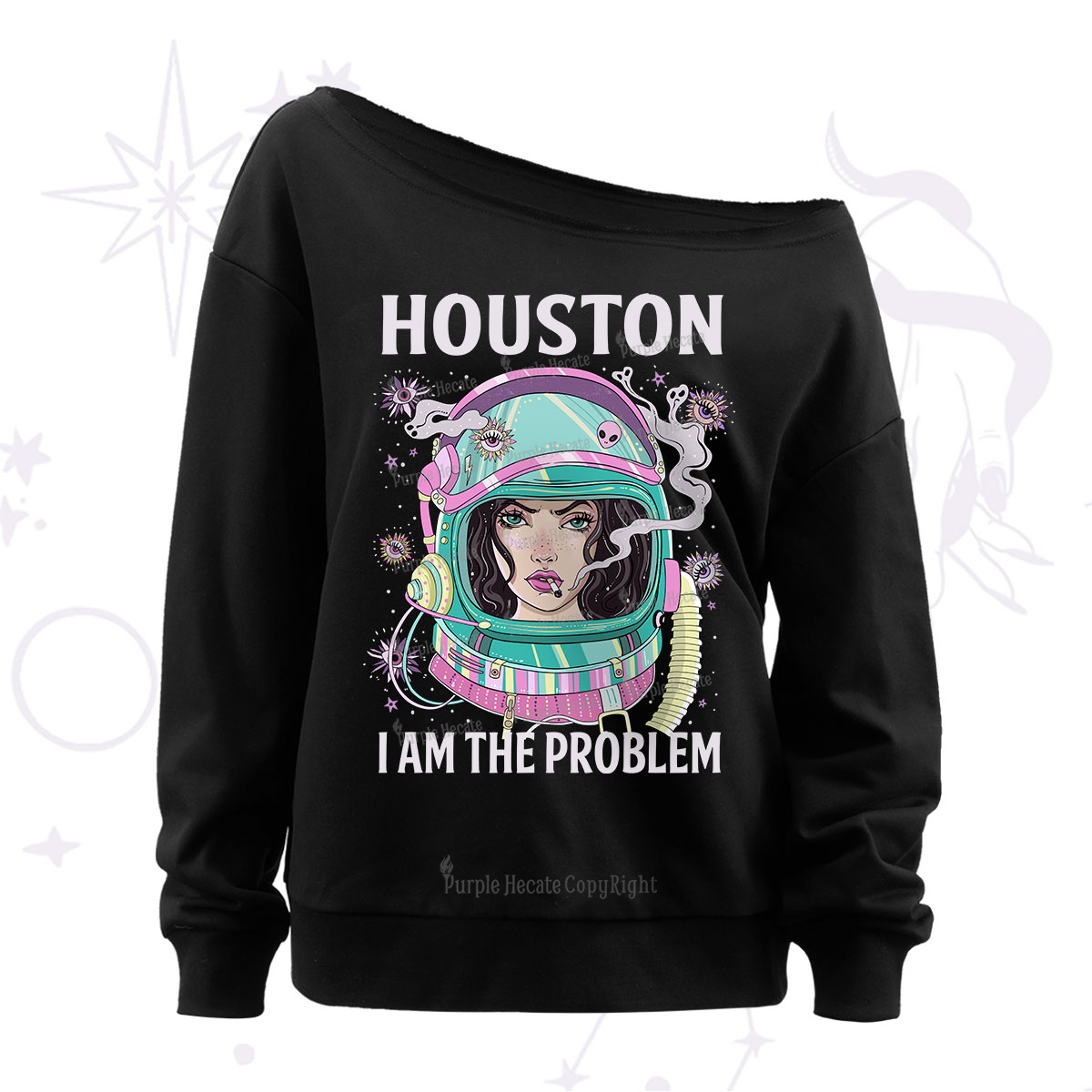 Purplehecate Houston I am the problem Off The Shoulder Sweatshirt