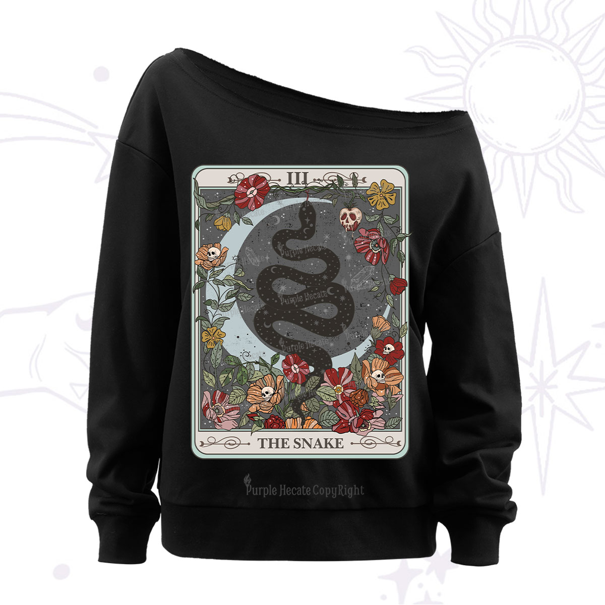 Purplehecate The Snake Tarot Off The Shoulder Sweatshirt