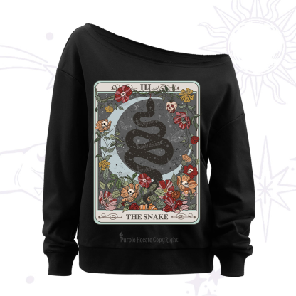 Purplehecate The Snake Tarot Off The Shoulder Sweatshirt