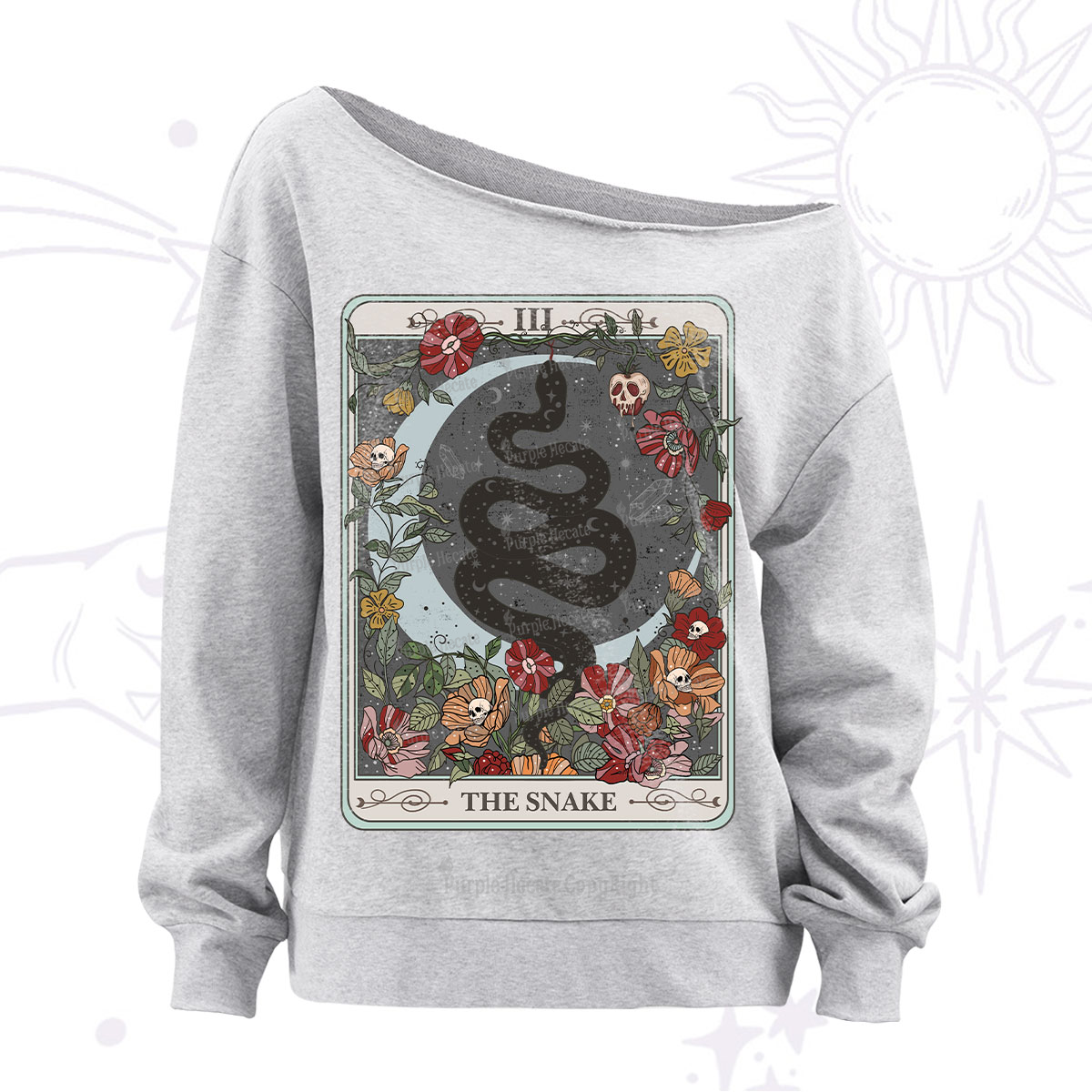 Purplehecate The Snake Tarot Off The Shoulder Sweatshirt