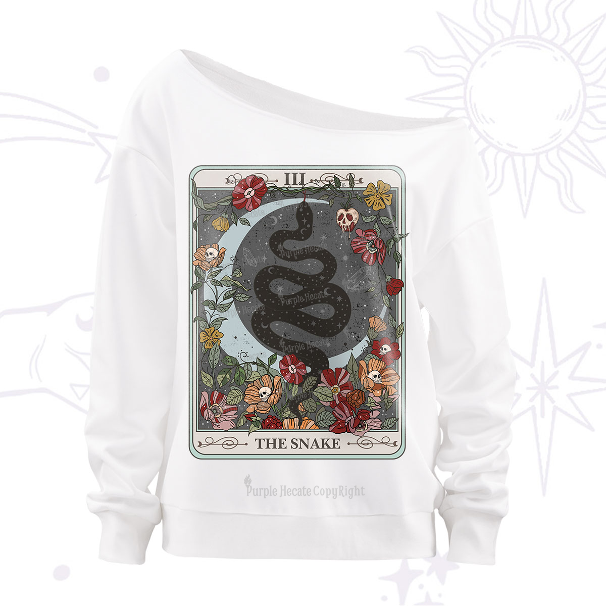 Purplehecate The Snake Tarot Off The Shoulder Sweatshirt