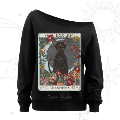Purplehecate The Sphynx Tarot Off The Shoulder Sweatshirt