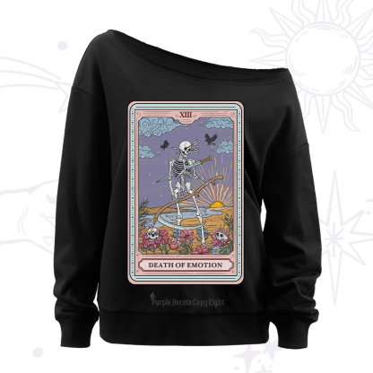 Purplehecate The Death Of Emotion Tarot Off The Shoulder Sweatshirt