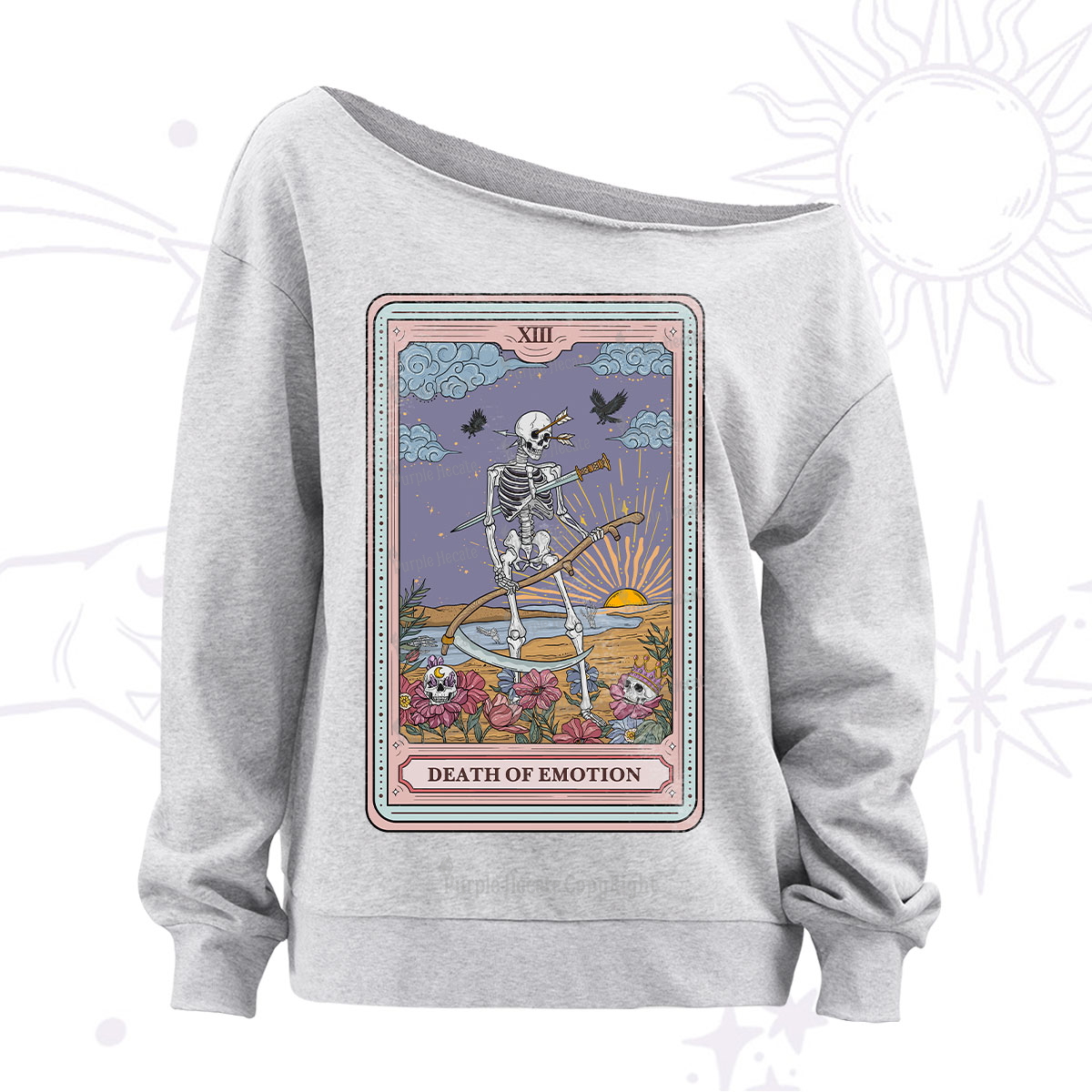 Purplehecate The Death Of Emotion Tarot Off The Shoulder Sweatshirt