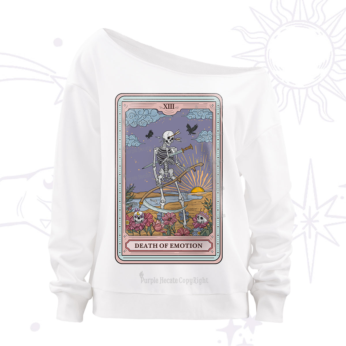 Purplehecate The Death Of Emotion Tarot Off The Shoulder Sweatshirt