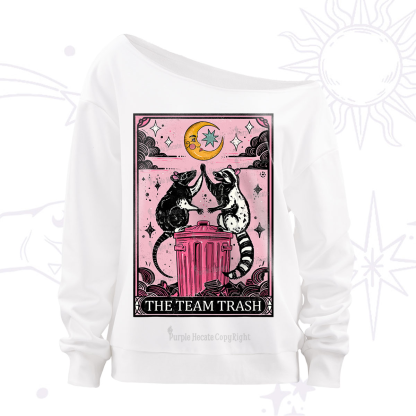 Purplehecate The Team Trash Opossum Tarot Off The Shoulder Sweatshirt