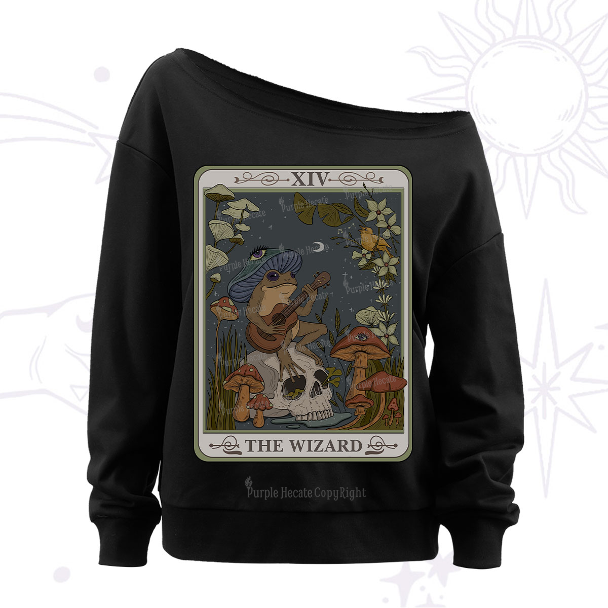 Purplehecate The Wizard Tarot Off The Shoulder Sweatshirt