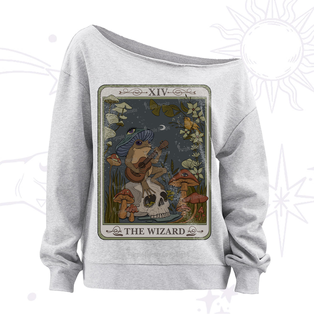Purplehecate The Wizard Tarot Off The Shoulder Sweatshirt