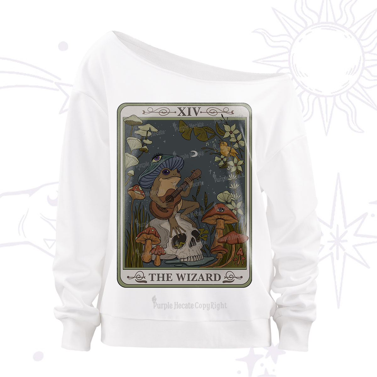 Purplehecate The Wizard Tarot Off The Shoulder Sweatshirt