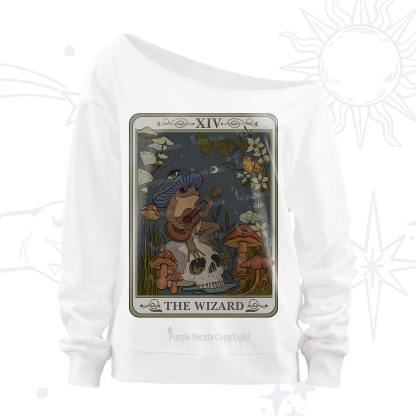 Purplehecate The Wizard Tarot Off The Shoulder Sweatshirt