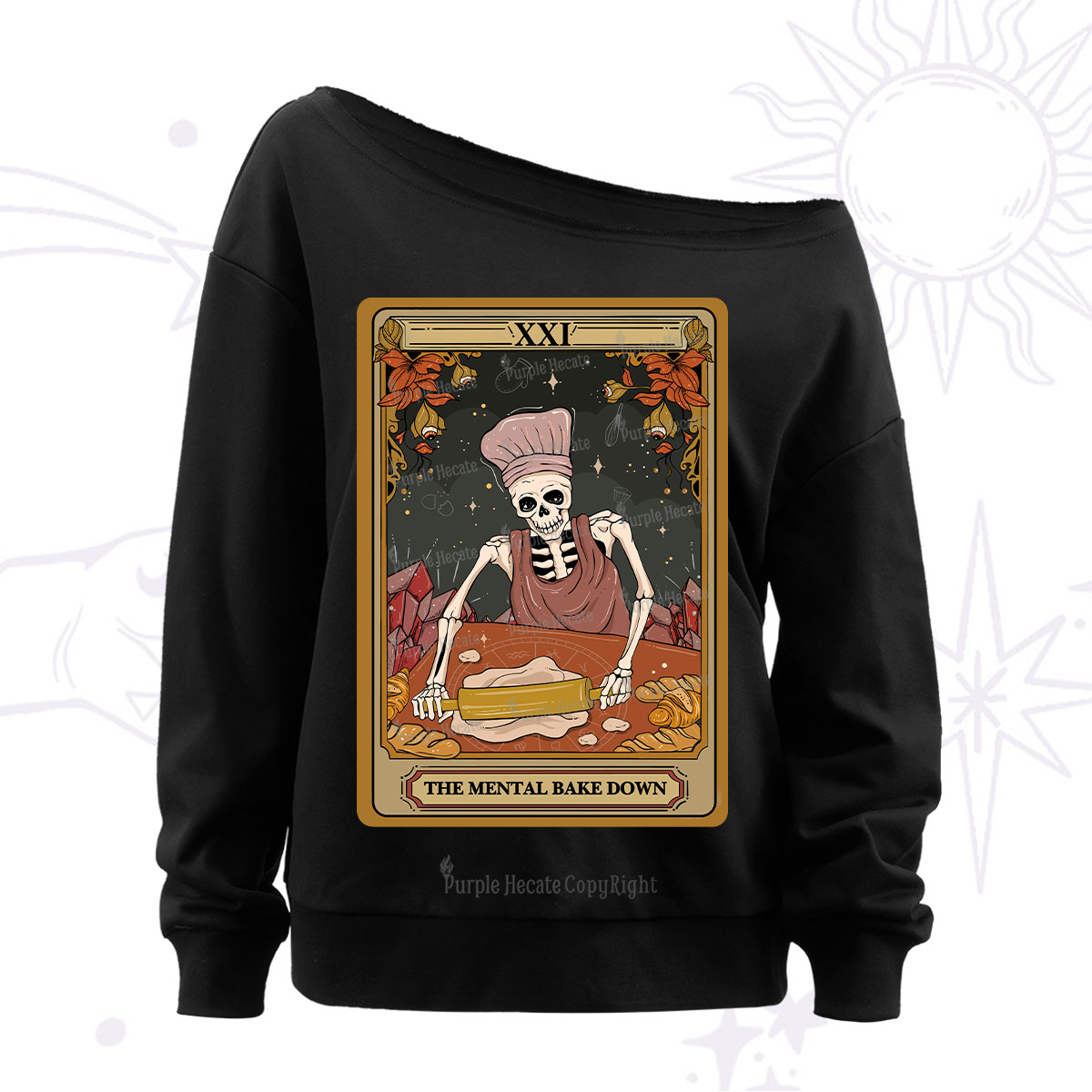 Purplehecate The Mental Bake Down Tarot Off The Shoulder Sweatshirt