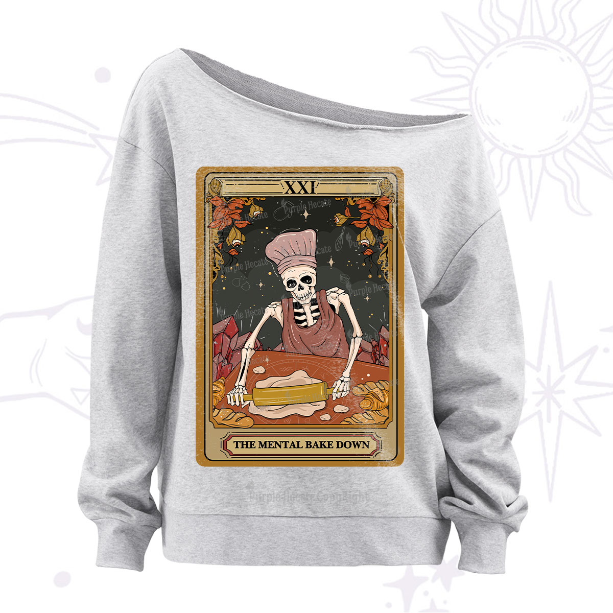 Purplehecate The Mental Bake Down Tarot Off The Shoulder Sweatshirt