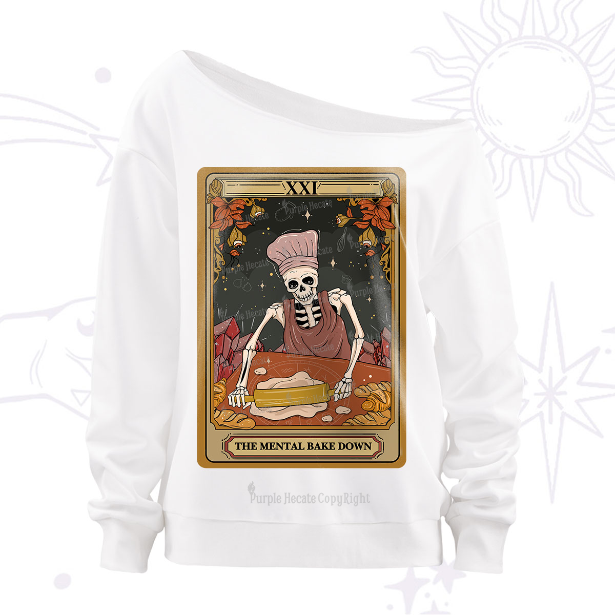 Purplehecate The Mental Bake Down Tarot Off The Shoulder Sweatshirt