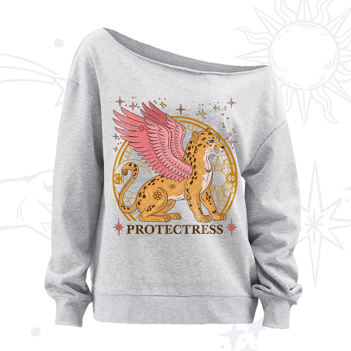 Purplehecate Celestial Protectress Off The Shoulder Sweatshirt