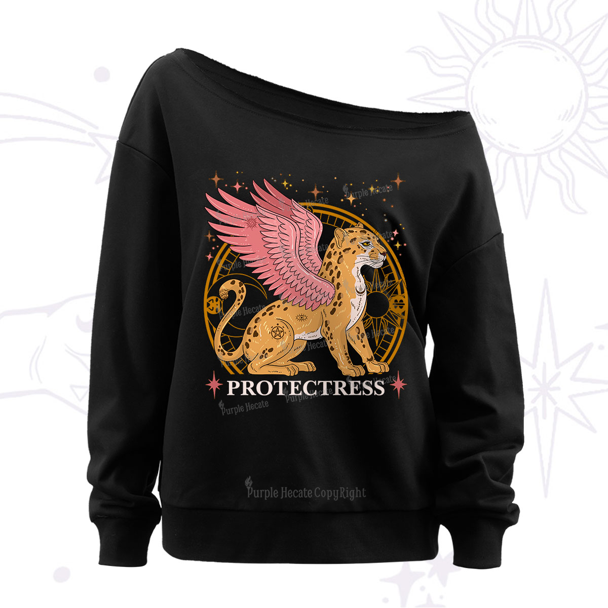 Purplehecate Celestial Protectress Off The Shoulder Sweatshirt