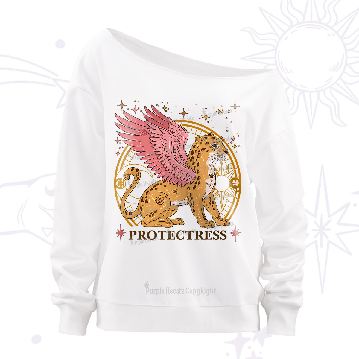 Purplehecate Celestial Protectress Off The Shoulder Sweatshirt