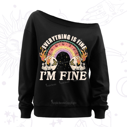 Purplehecate Everything Is Fine Off The Shoulder Sweatshirt