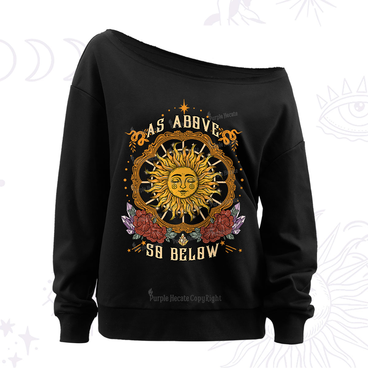 Purplehecate As Above So Below Off The Shoulder Sweatshirt