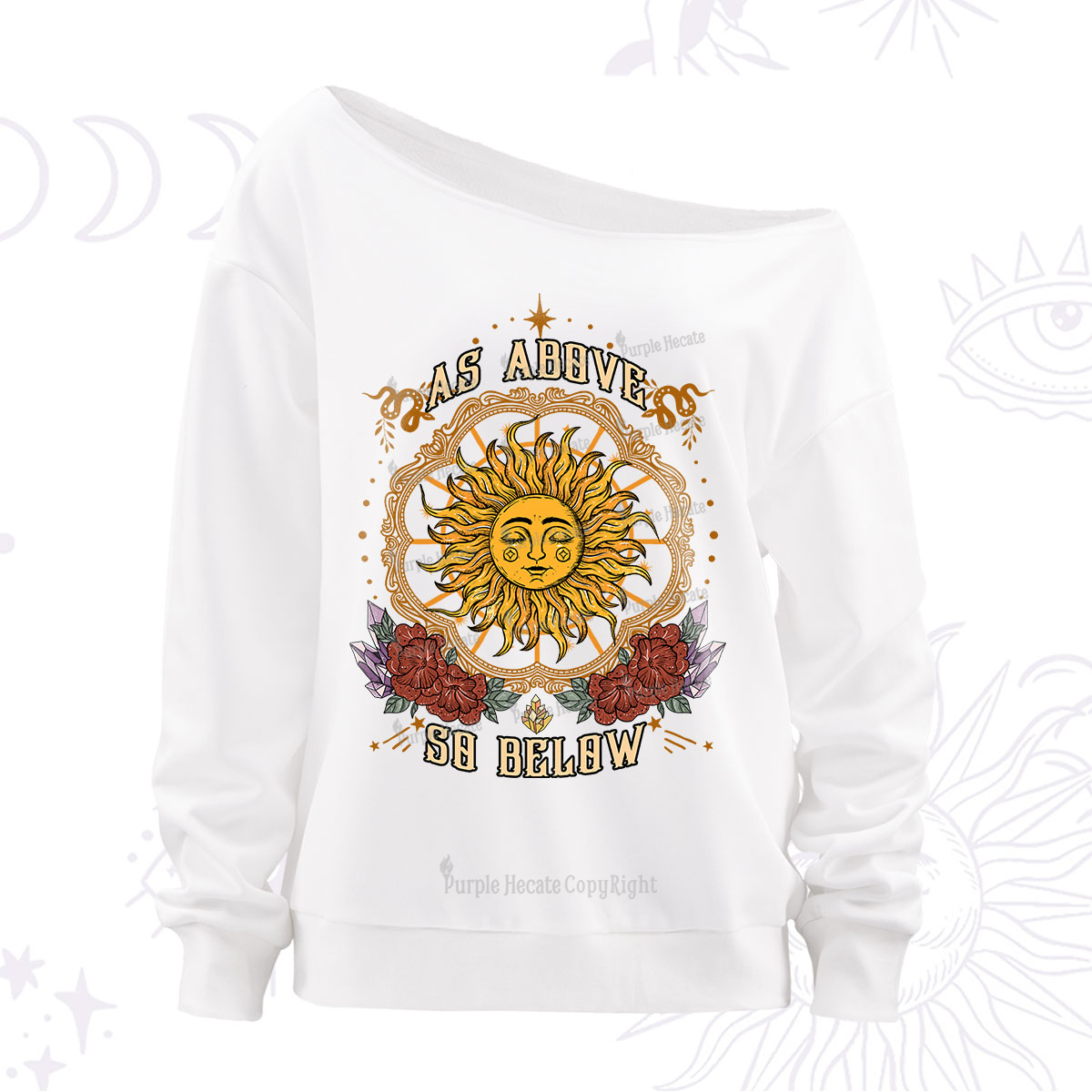 Purplehecate As Above So Below Off The Shoulder Sweatshirt