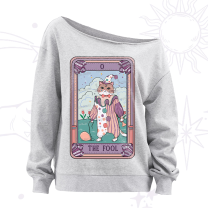 Purplehecate The Fool Cat Tarot Off The Shoulder Sweatshirt