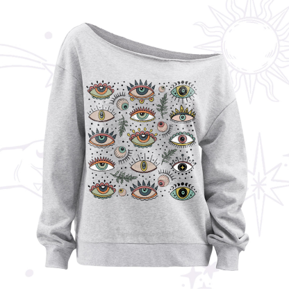 Purplehecate Evil Eye Array Off The Shoulder Sweatshirt