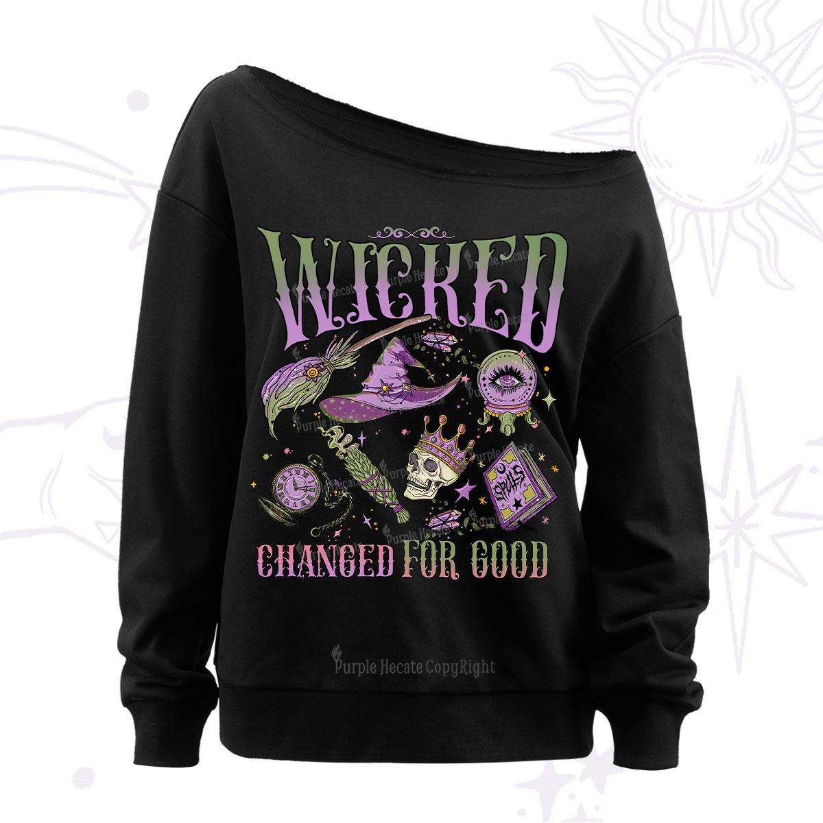 Purplehecate Wicked Changed For Good Off The Shoulder Sweatshirt