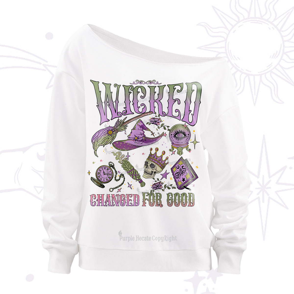 Purplehecate Wicked Changed For Good Off The Shoulder Sweatshirt